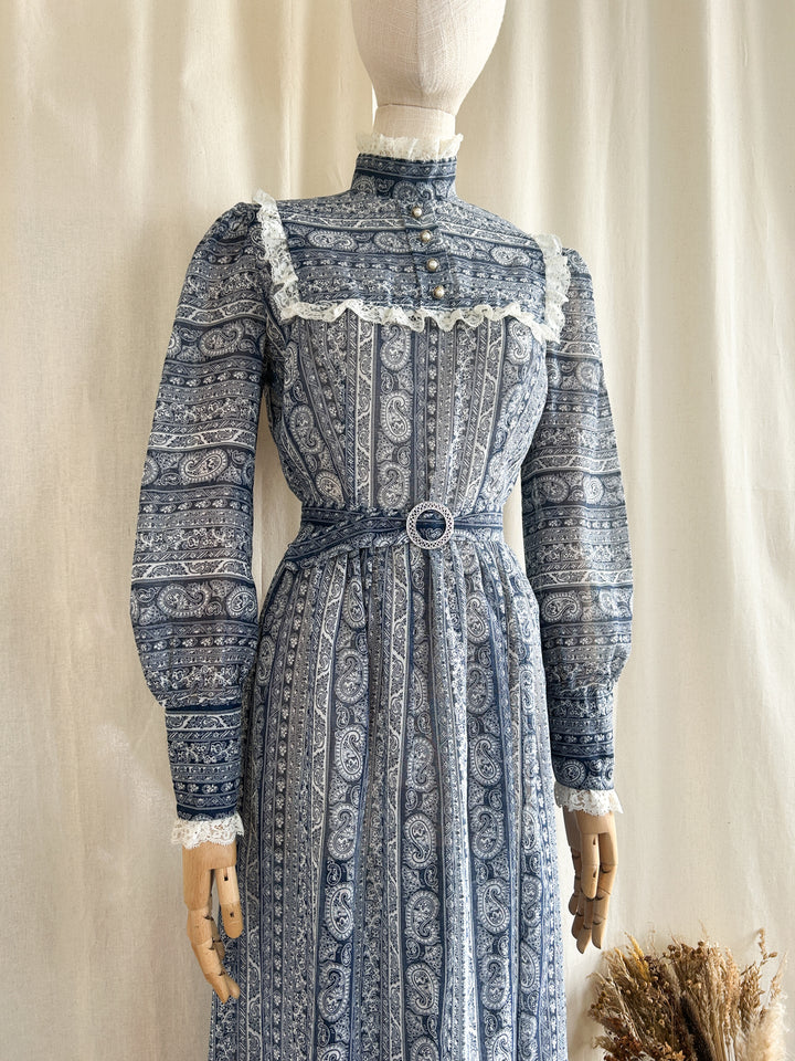 Gorgeous 70s Cotton Victoriana Maxi Dress