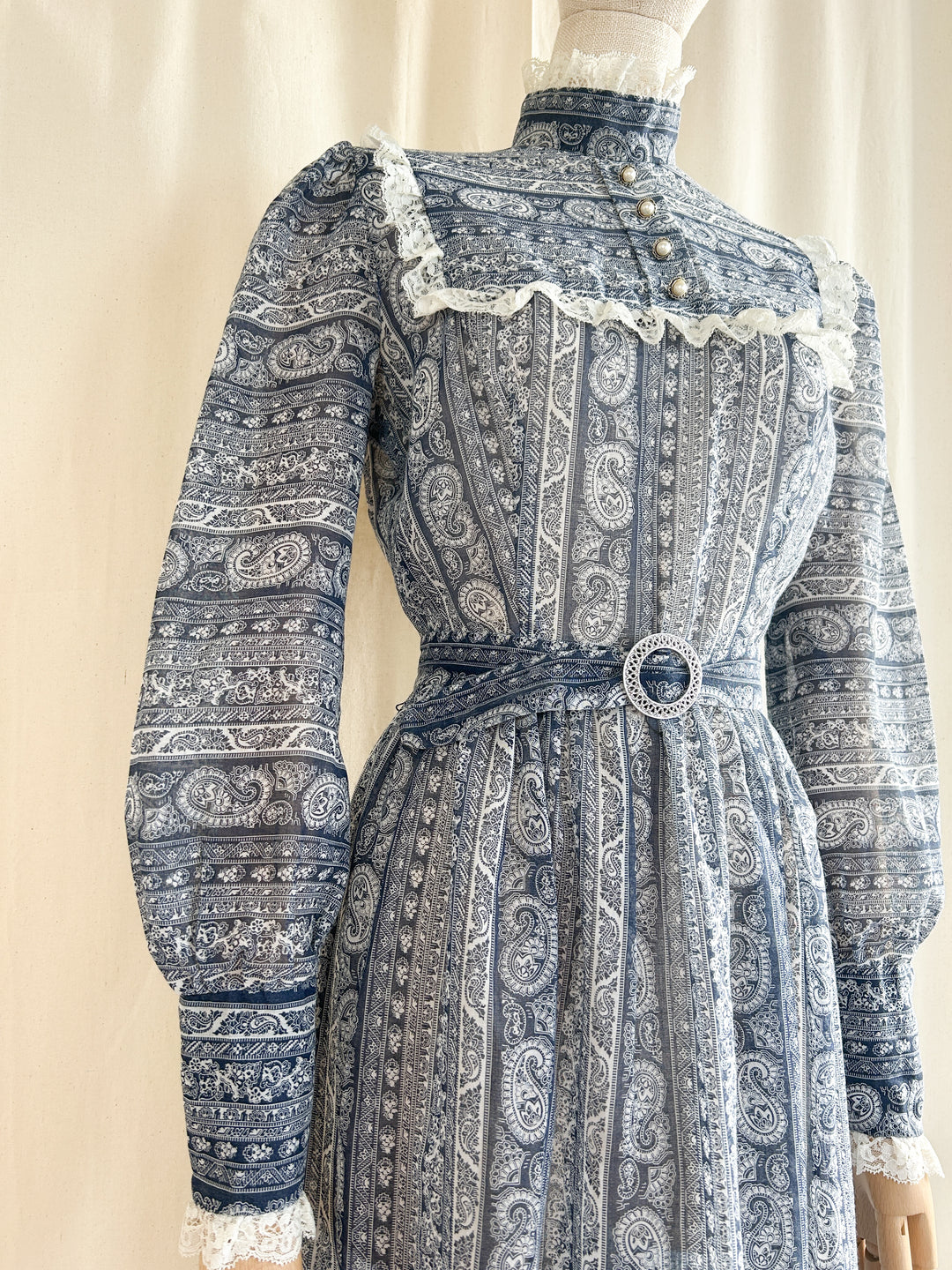 Gorgeous 70s Cotton Victoriana Maxi Dress