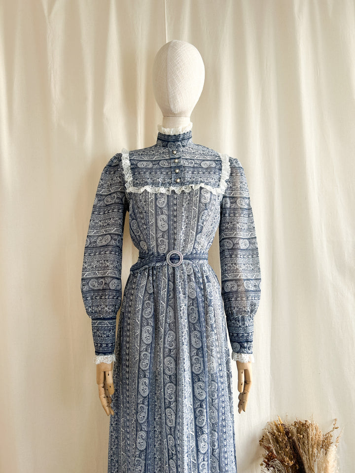 Gorgeous 70s Cotton Victoriana Maxi Dress