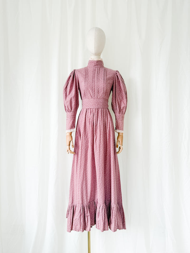 Rare Precious Vintage 1970s Laura Ashley Made in Wales Cotton Maxi Dress