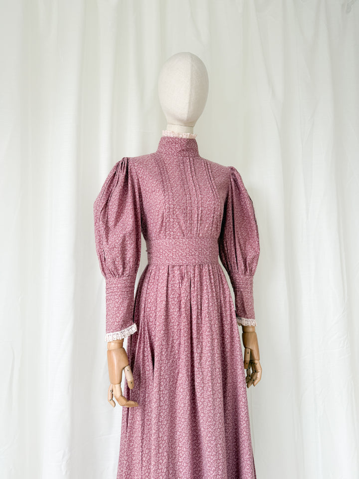 Rare Precious Vintage 1970s Laura Ashley Made in Wales Cotton Maxi Dress