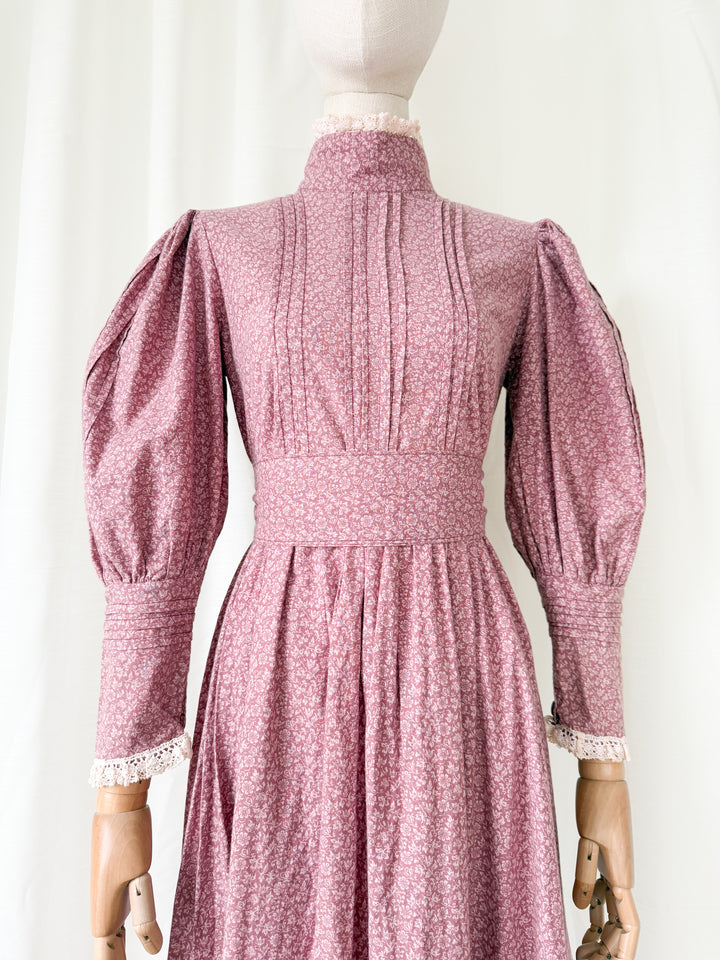 Rare Precious Vintage 1970s Laura Ashley Made in Wales Cotton Maxi Dress