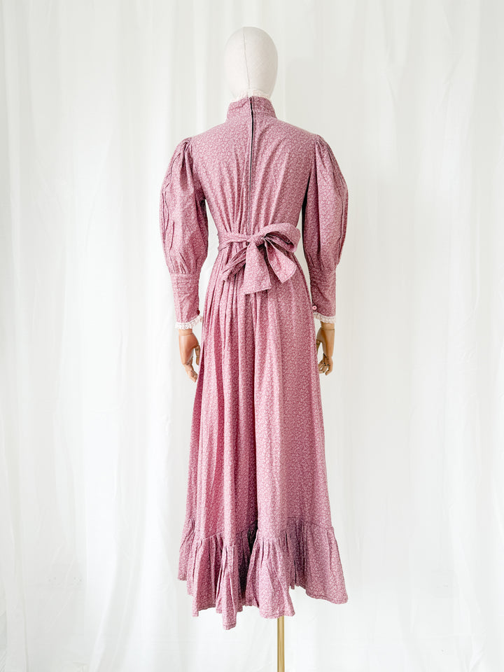 Rare Precious Vintage 1970s Laura Ashley Made in Wales Cotton Maxi Dress