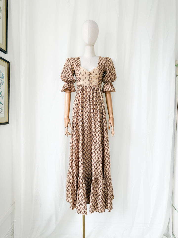 Holy Grail Rare Divine 1970s Bohemian Cotton Maxi Dress by Earlybird