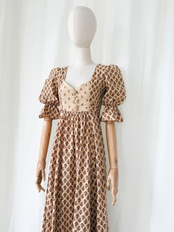 Holy Grail Rare Divine 1970s Bohemian Cotton Maxi Dress by Earlybird