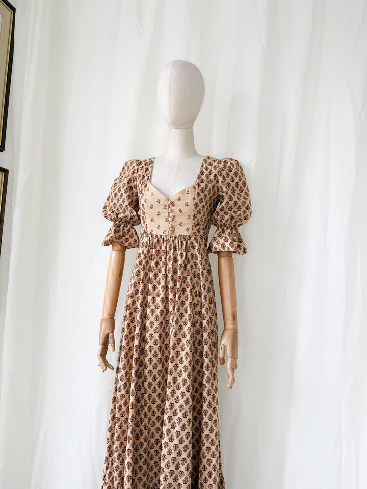 Holy Grail Rare Divine 1970s Bohemian Cotton Maxi Dress by Earlybird