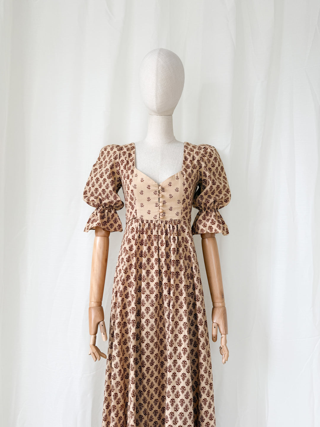 Holy Grail Rare Divine 1970s Bohemian Cotton Maxi Dress by Earlybird