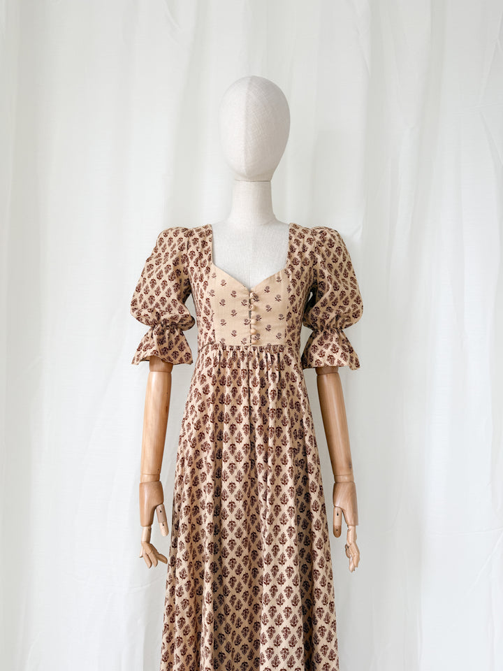 Holy Grail Rare Divine 1970s Bohemian Cotton Maxi Dress by Earlybird