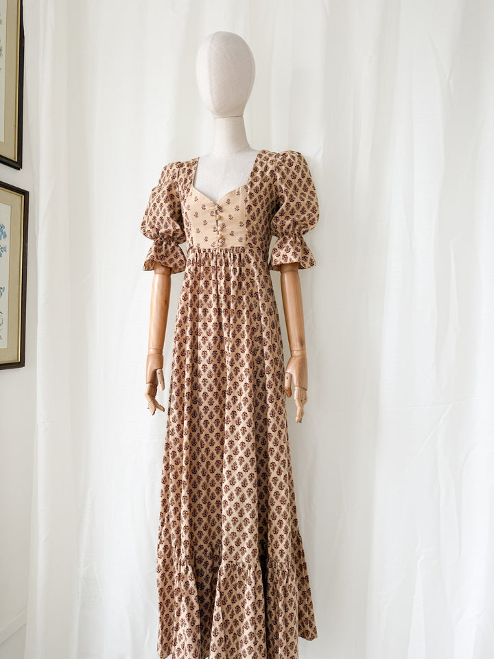 Holy Grail Rare Divine 1970s Bohemian Cotton Maxi Dress by Earlybird