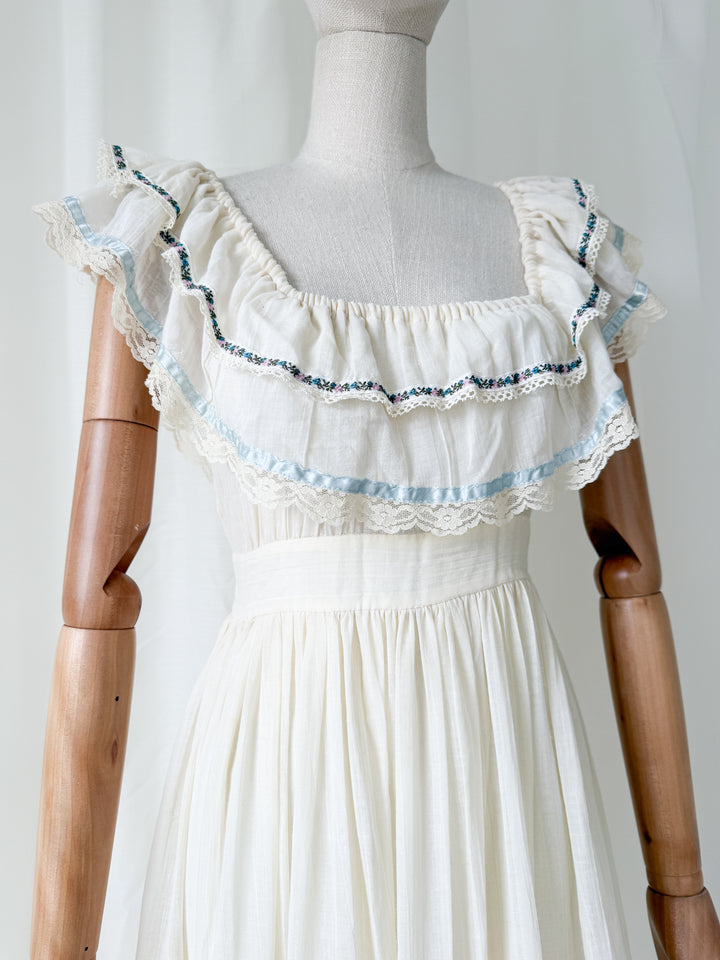 Precious Holy Grail 1970s Gunne Sax Cotton Maxi Dress