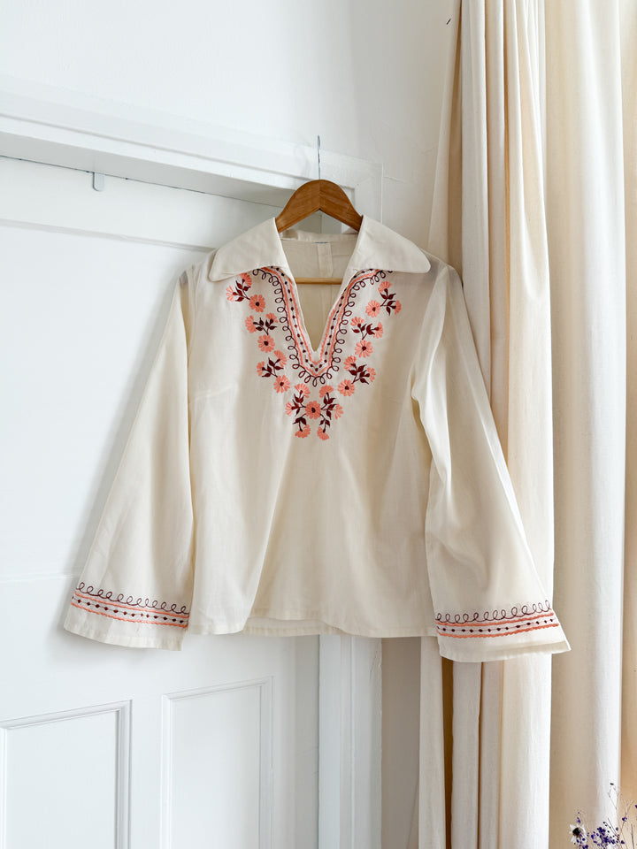 Gorgeous 70s Embroidered Bohemian Top