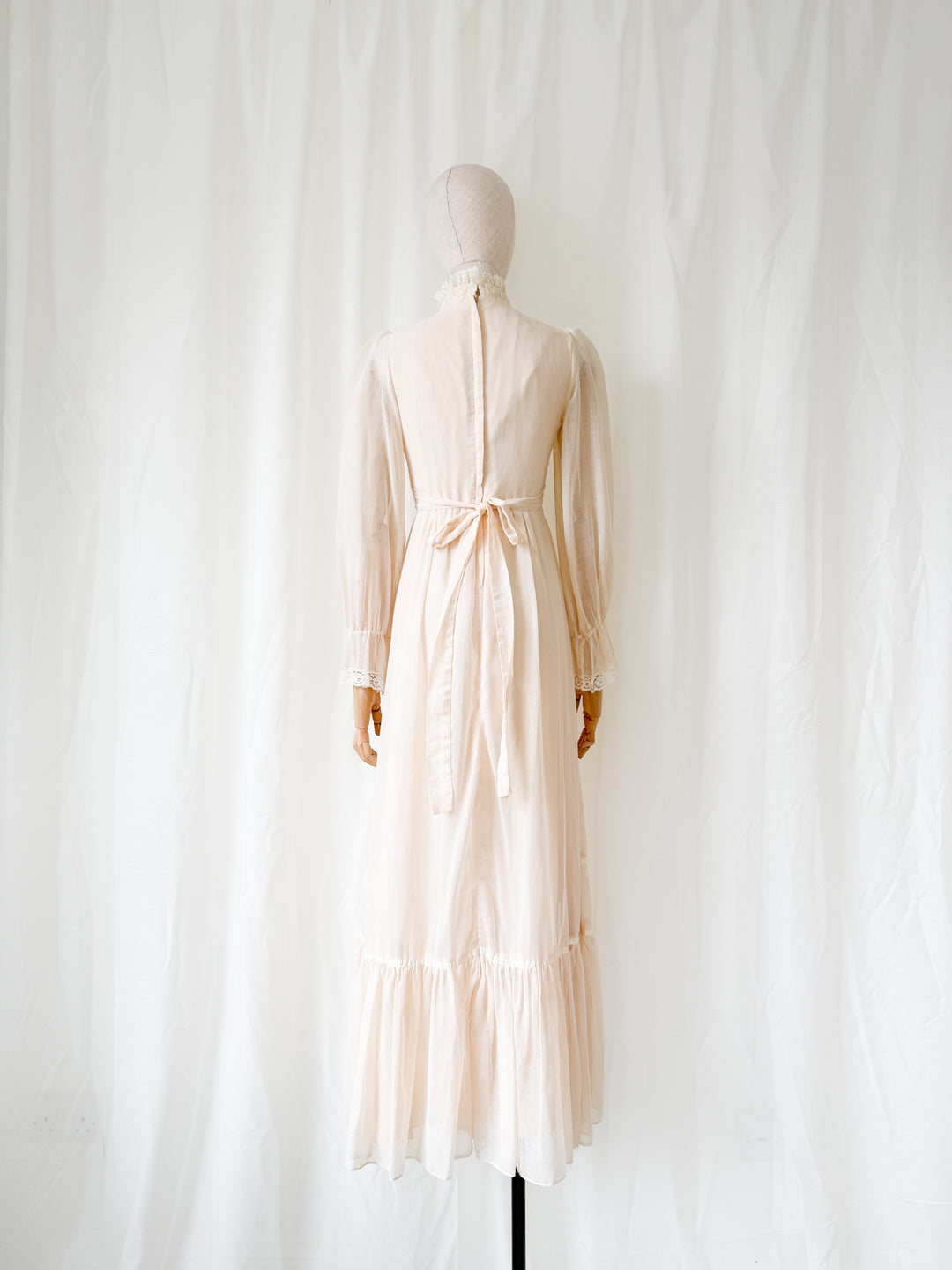 Precious Rare 1970s Candy Jones Cotton Lace Maxi Dress