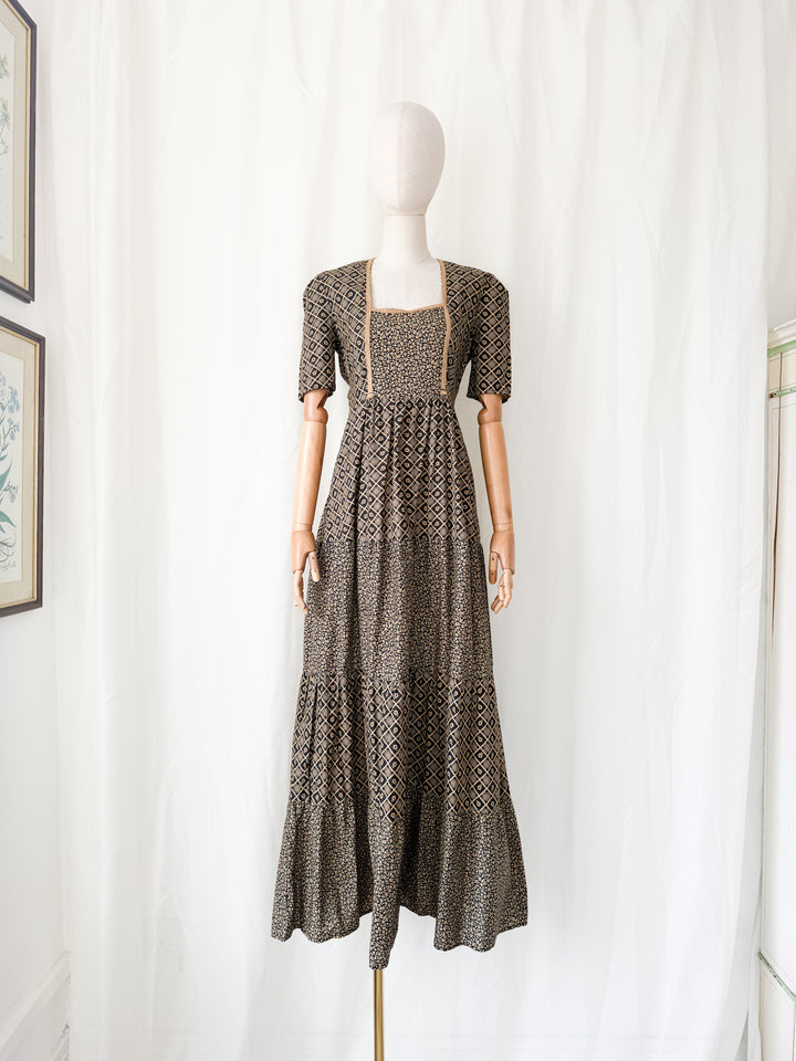 Precious Rare 1970s Bohemian Cotton Maxi Dress by Shelena