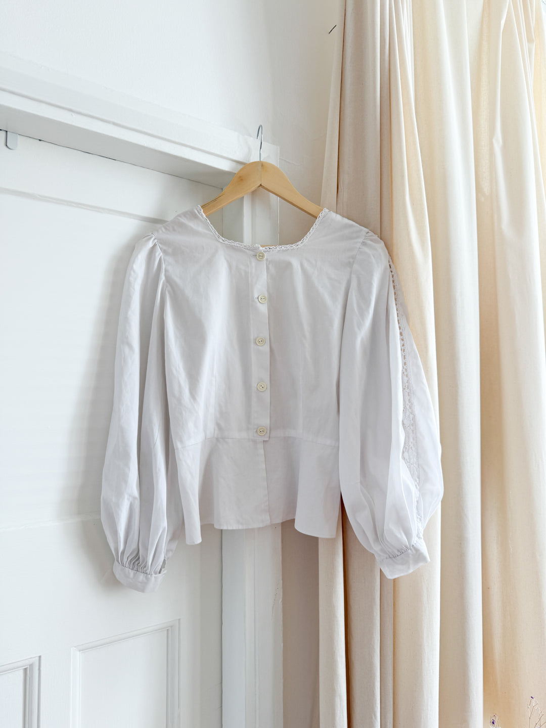 Beautiful Rare 70s Cotton Lace Trimmed Blouse
