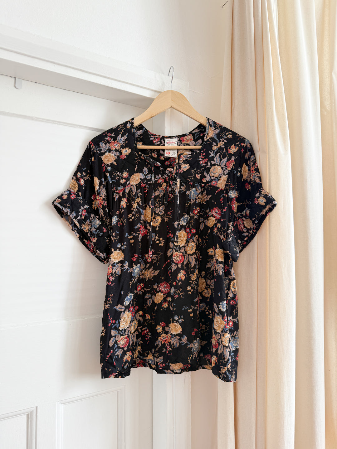 Stunning 70s Viscose Quilted Smock Top by St Michaels