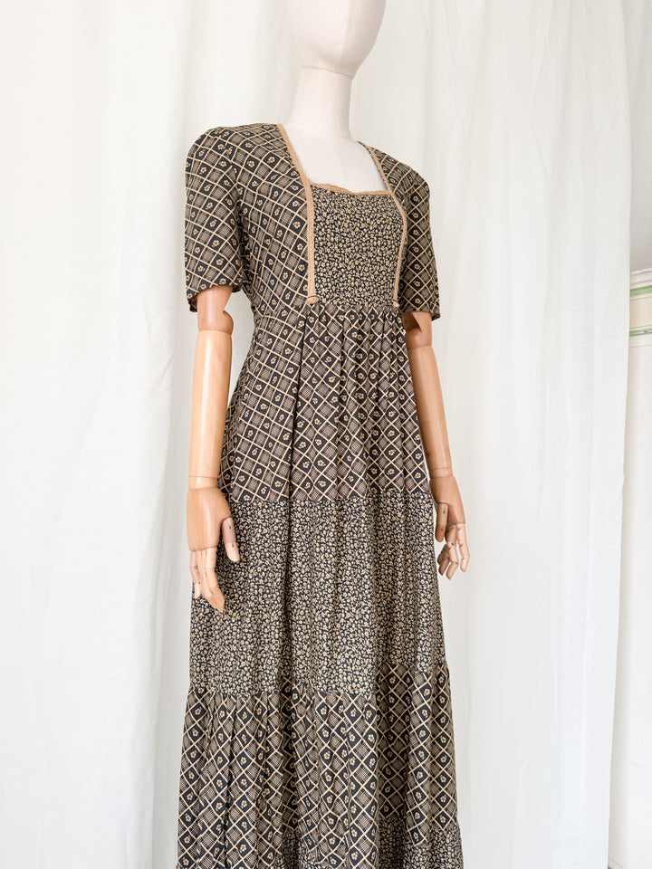Precious Rare 1970s Bohemian Cotton Maxi Dress by Shelena