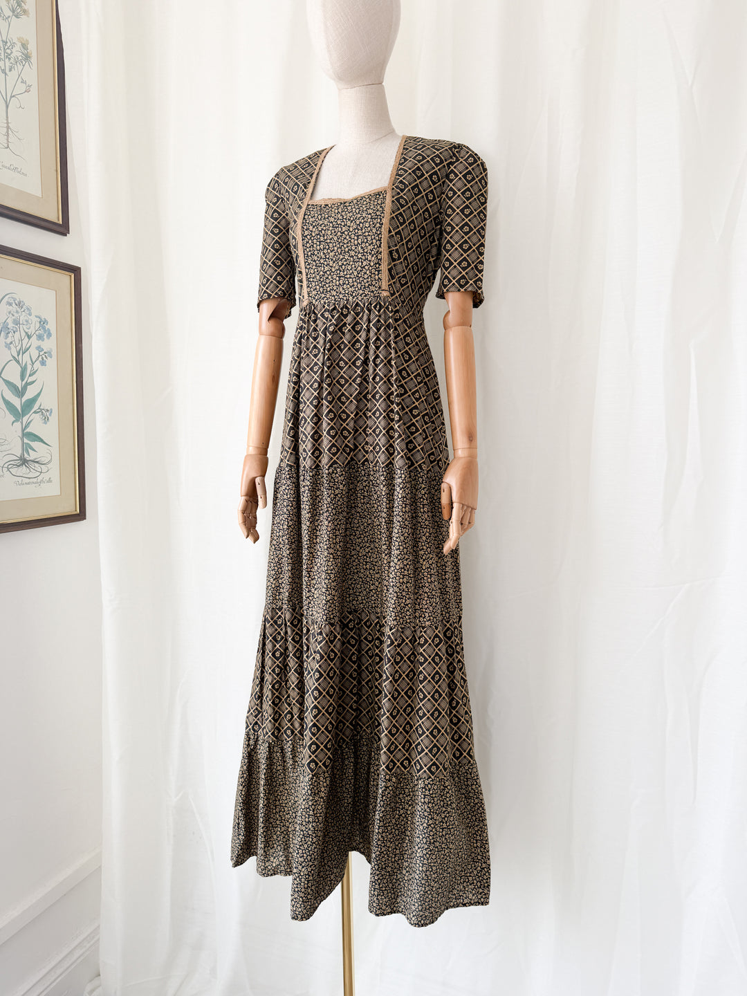 Precious Rare 1970s Bohemian Cotton Maxi Dress by Shelena