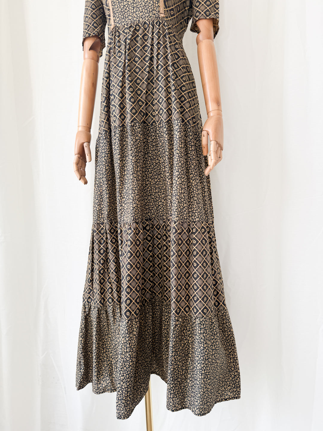 Precious Rare 1970s Bohemian Cotton Maxi Dress by Shelena