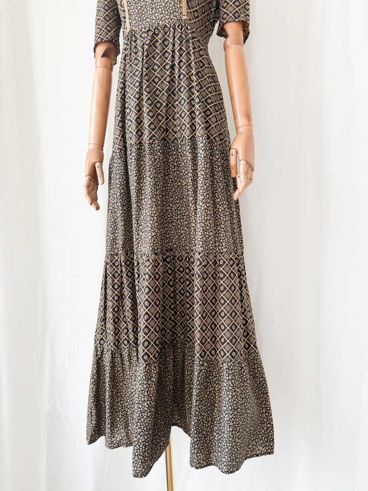 Precious Rare 1970s Bohemian Cotton Maxi Dress by Shelena