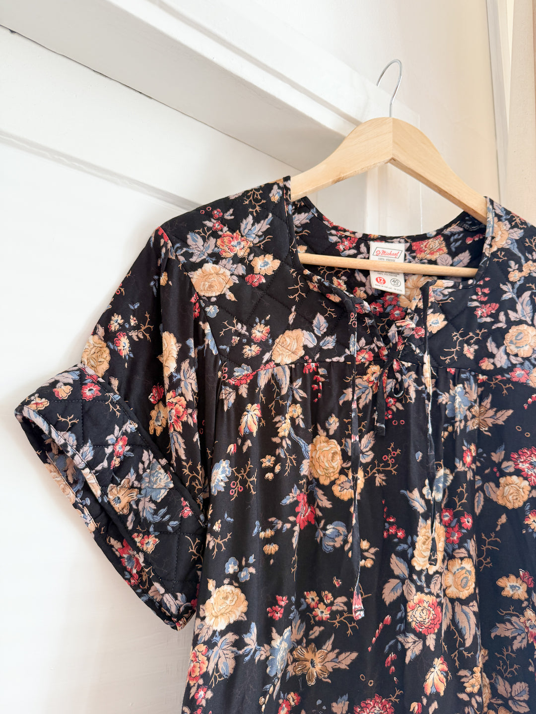 Stunning 70s Viscose Quilted Smock Top by St Michaels