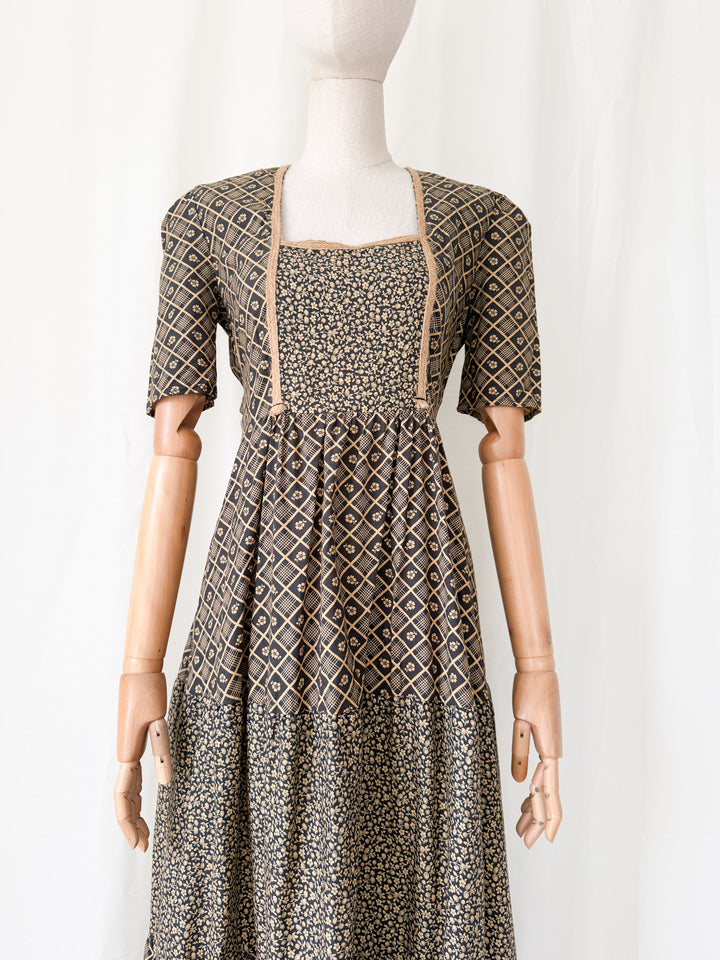 Precious Rare 1970s Bohemian Cotton Maxi Dress by Shelena