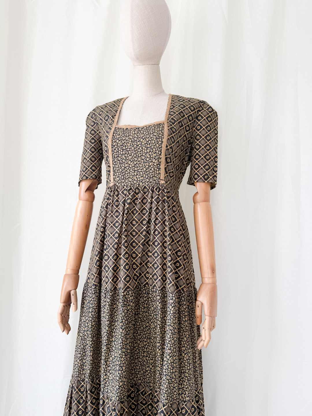 Precious Rare 1970s Bohemian Cotton Maxi Dress by Shelena
