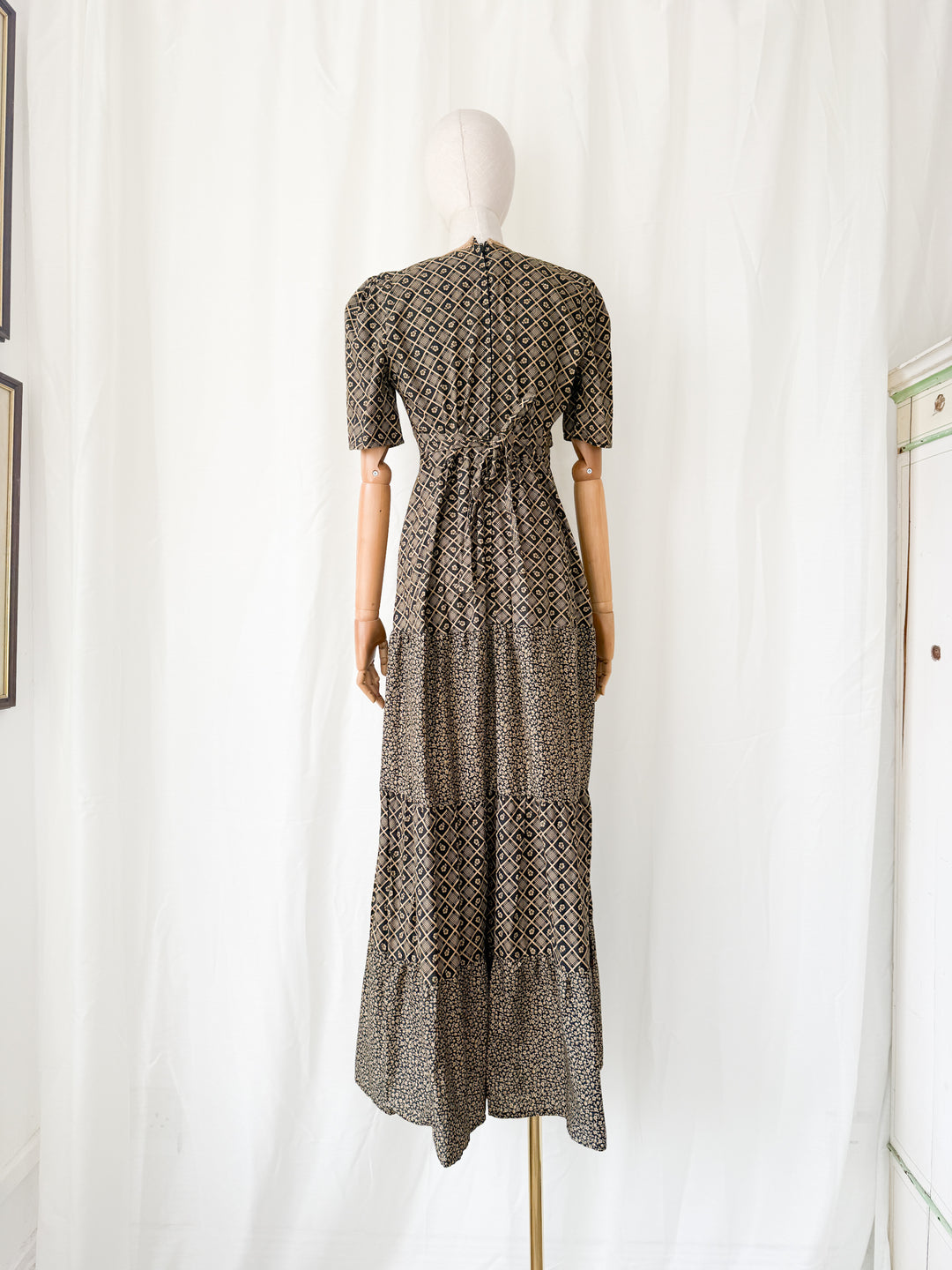 Precious Rare 1970s Bohemian Cotton Maxi Dress by Shelena