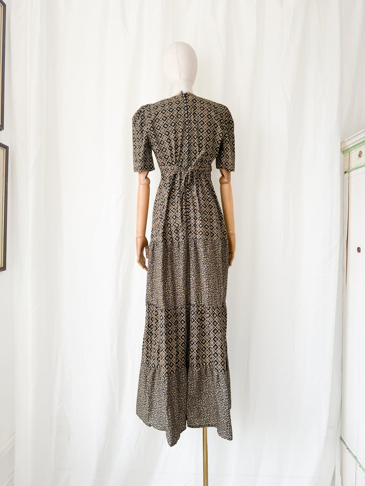 Precious Rare 1970s Bohemian Cotton Maxi Dress by Shelena