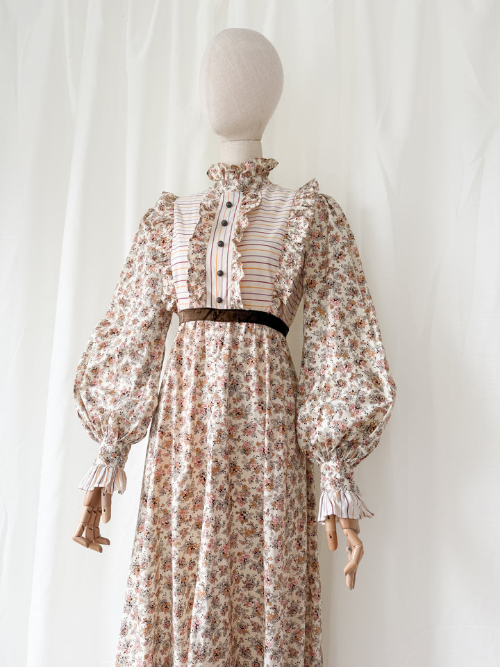 Incredible Rare Precious 1970s Gina Fratini for Fiona Dresses Cotton Maxi Dress