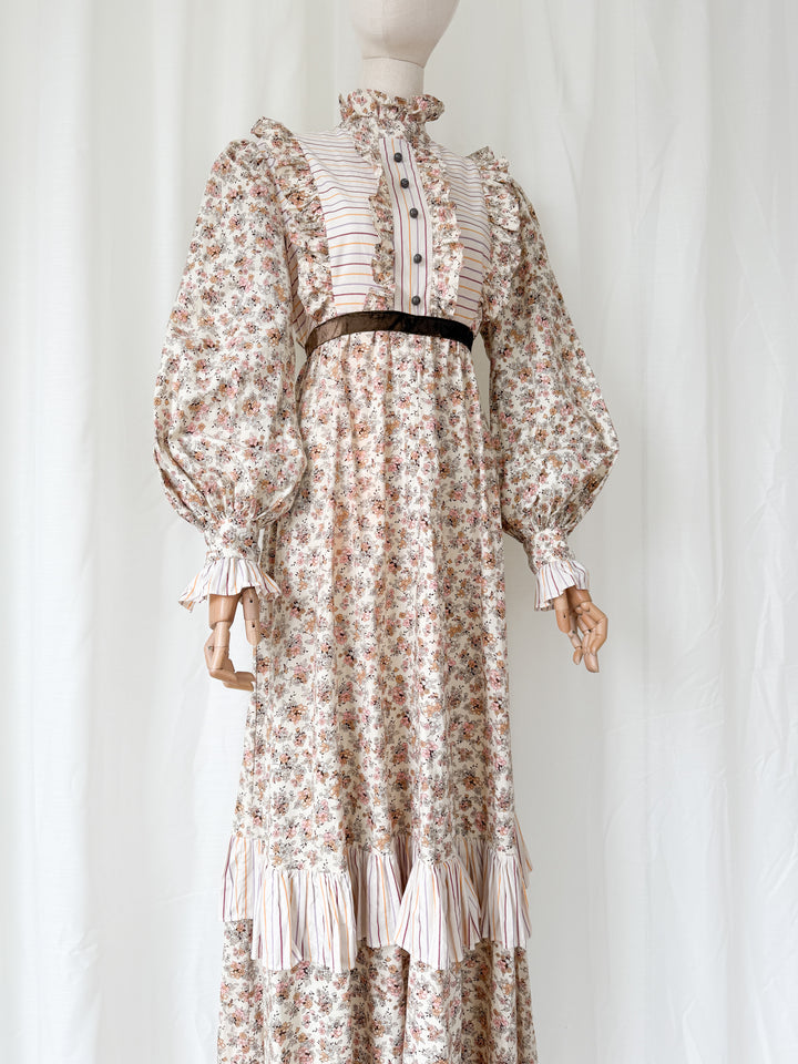 Incredible Rare Precious 1970s Gina Fratini for Fiona Dresses Cotton Maxi Dress