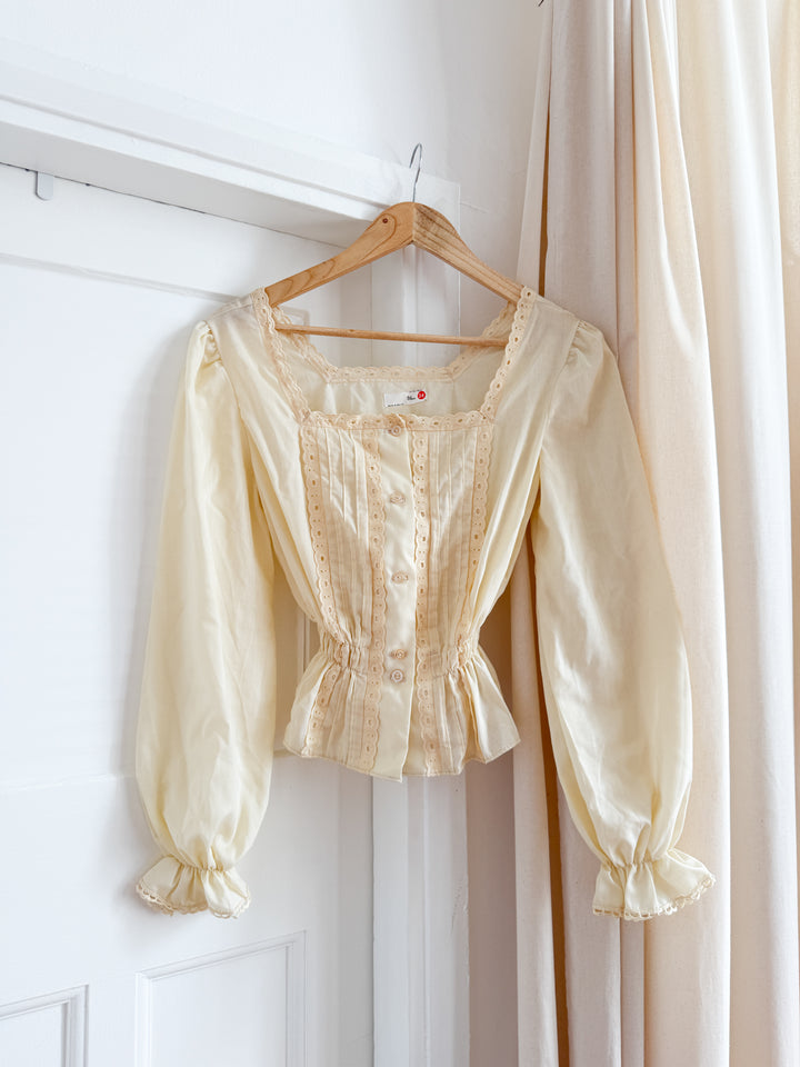 Divine 70s Broderie Trimmed Cotton Blouse