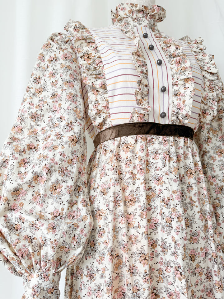 Incredible Rare Precious 1970s Gina Fratini for Fiona Dresses Cotton Maxi Dress