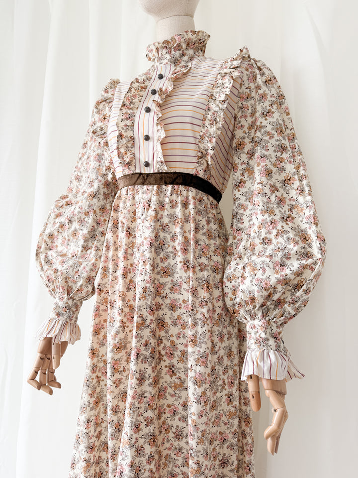 Incredible Rare Precious 1970s Gina Fratini for Fiona Dresses Cotton Maxi Dress
