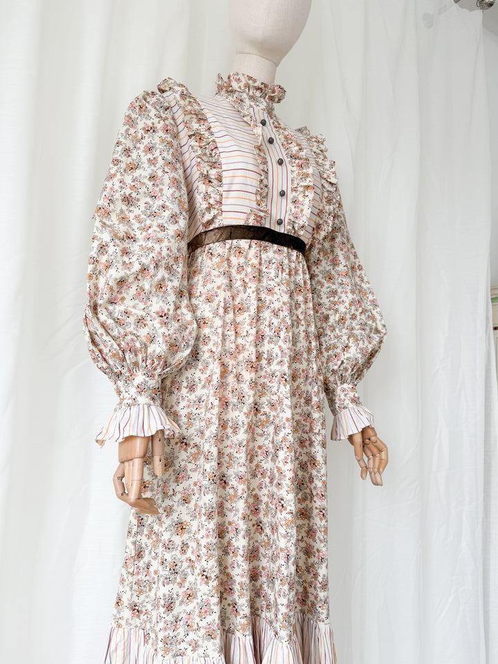 Incredible Rare Precious 1970s Gina Fratini for Fiona Dresses Cotton Maxi Dress