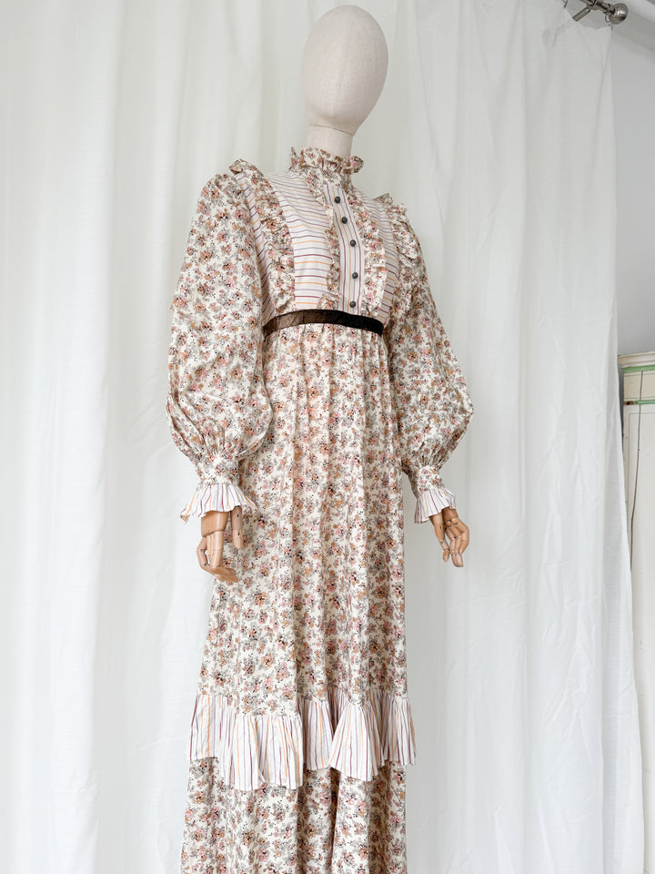 Incredible Rare Precious 1970s Gina Fratini for Fiona Dresses Cotton Maxi Dress