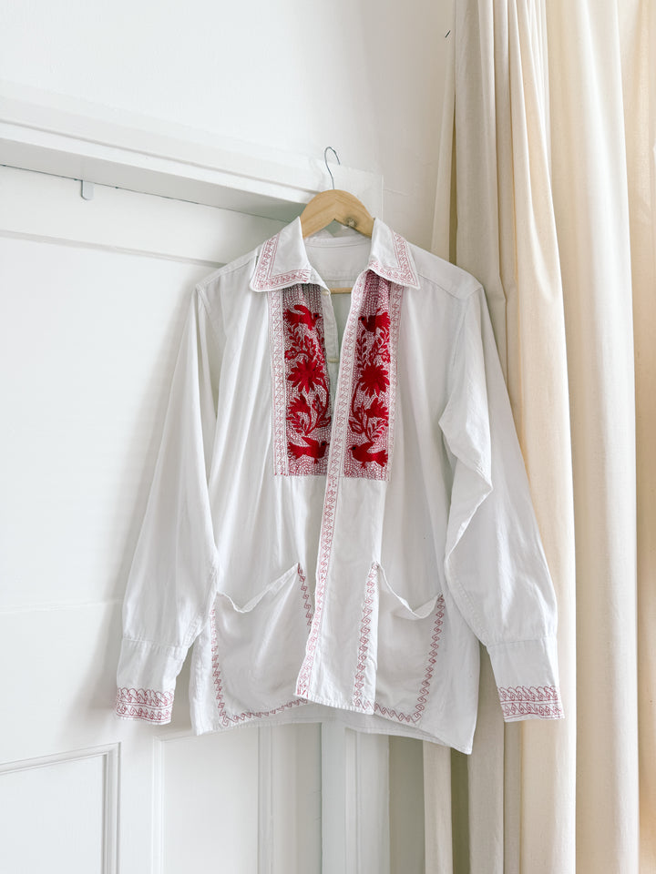 Stunning 70s Heavy Cotton Embroidered Bohemian Shacket