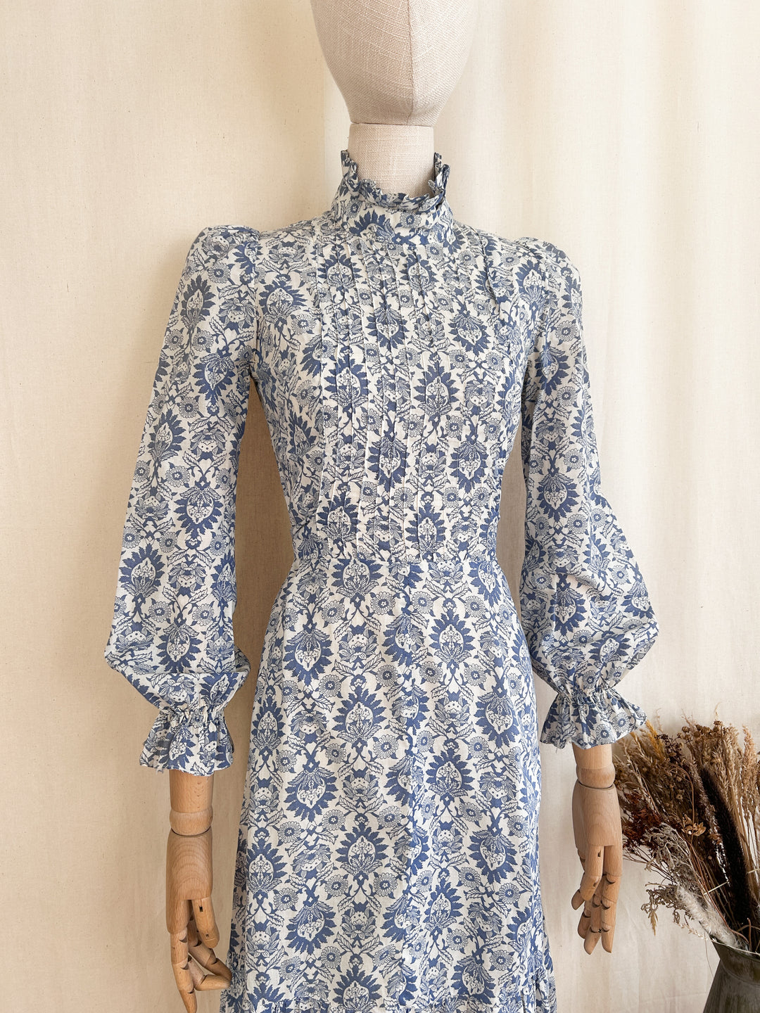 Iconic Rare 70s Cotton Prairie Mini Dress by Earlybird