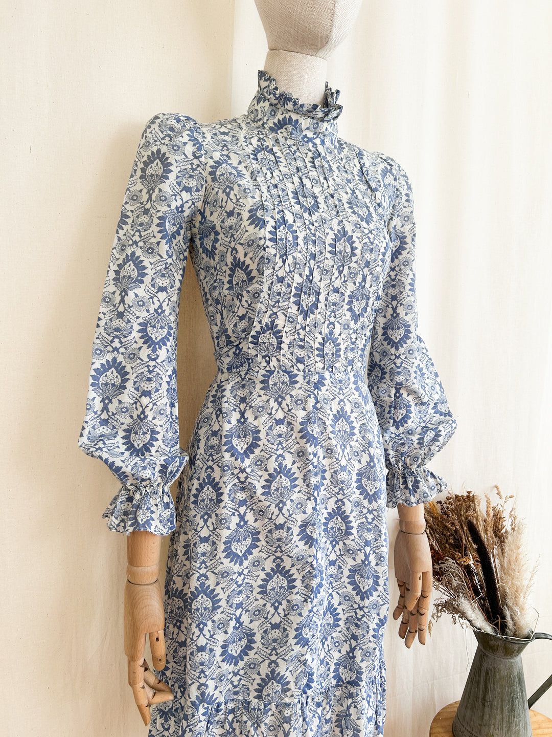 Iconic Rare 70s Cotton Prairie Mini Dress by Earlybird