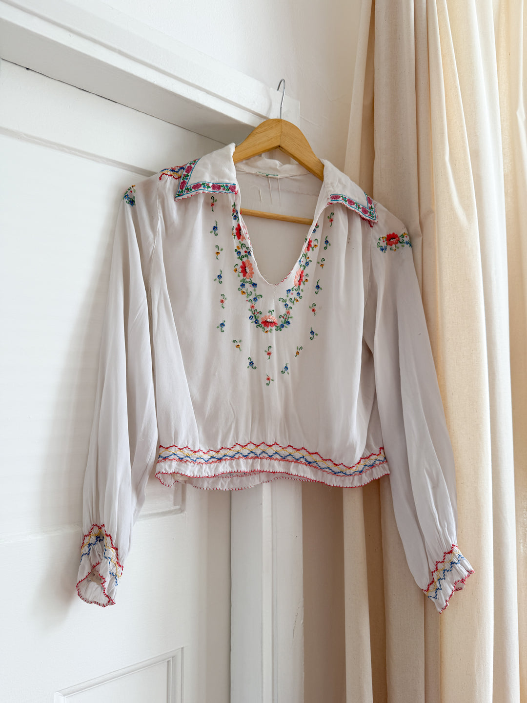 Rare 30s Hungarian Embroidered Blouse (Wounded Bird)