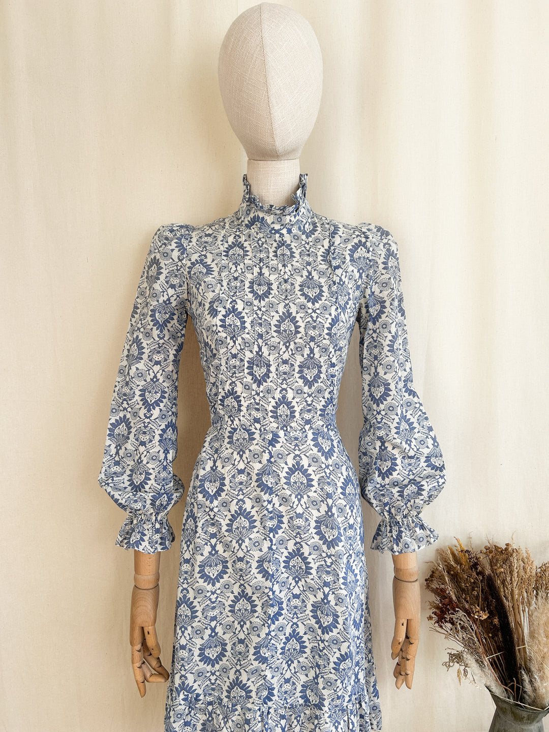 Iconic Rare 70s Cotton Prairie Mini Dress by Earlybird