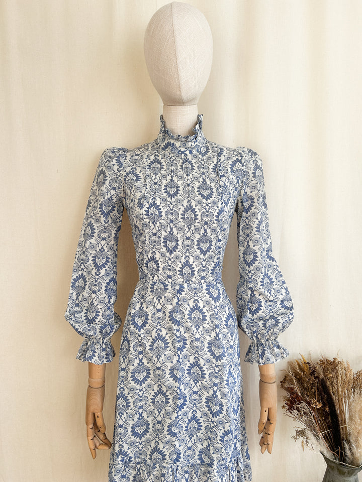 Iconic Rare 70s Cotton Prairie Mini Dress by Earlybird