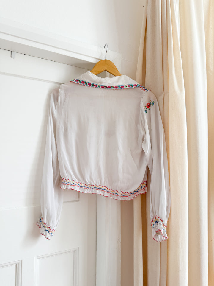 Rare 30s Hungarian Embroidered Blouse (Wounded Bird)