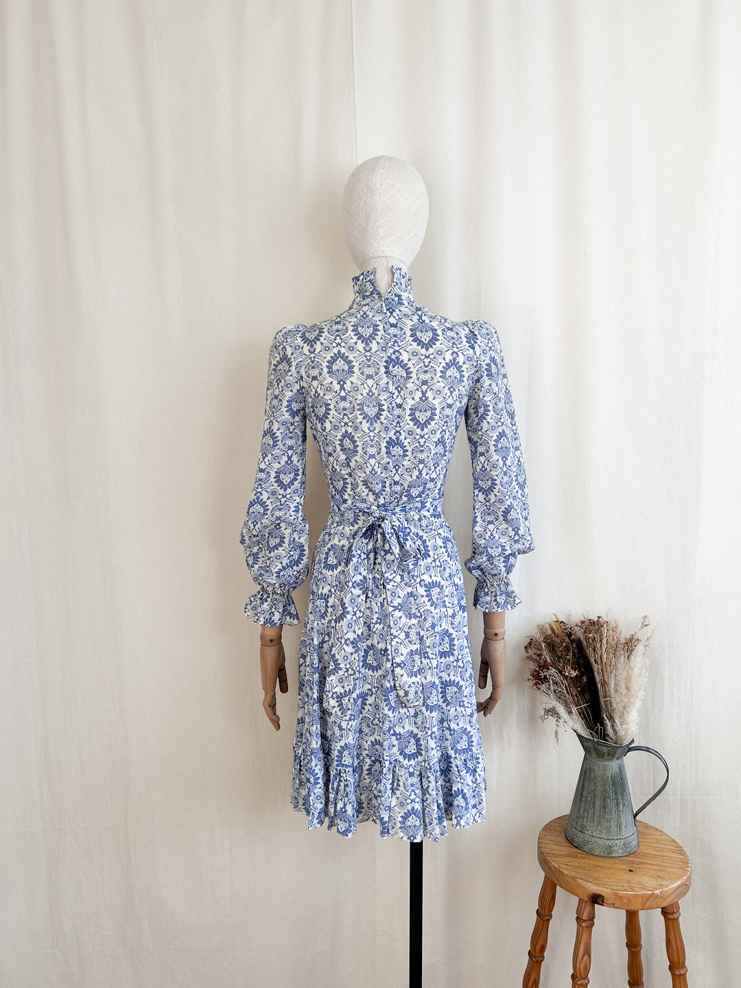 Iconic Rare 70s Cotton Prairie Mini Dress by Earlybird