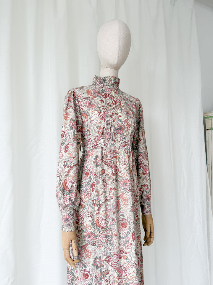 Precious Rare Wool Blend Dusky Pink Ann Reeves 1970s Maxi Dress