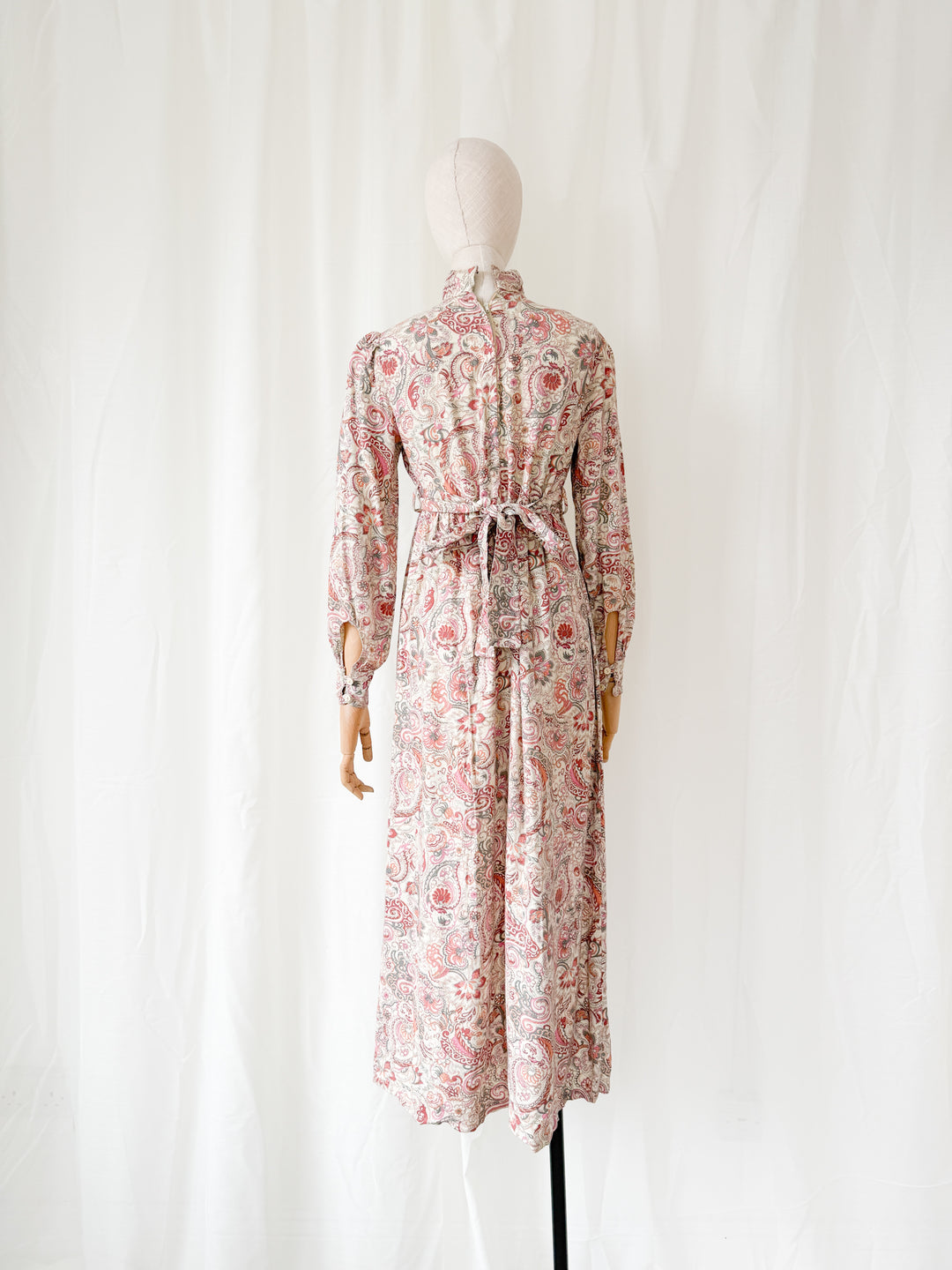 Precious Rare Wool Blend Dusky Pink Ann Reeves 1970s Maxi Dress