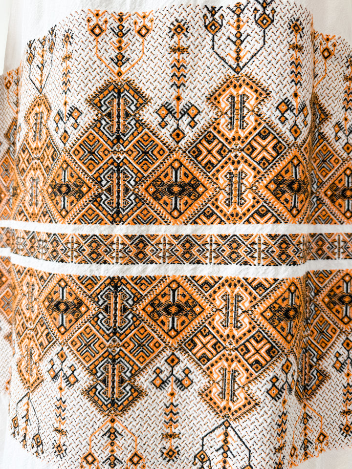 Precious Rare 1970s Greek Embroidered Heavy Cotton Maxi Dress