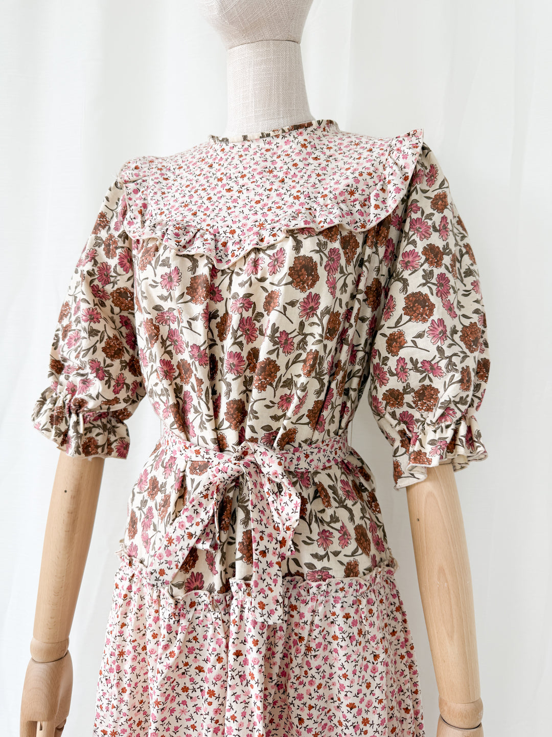 Gorgeous 1970s Floral Bohemian Cotton Midi Dress