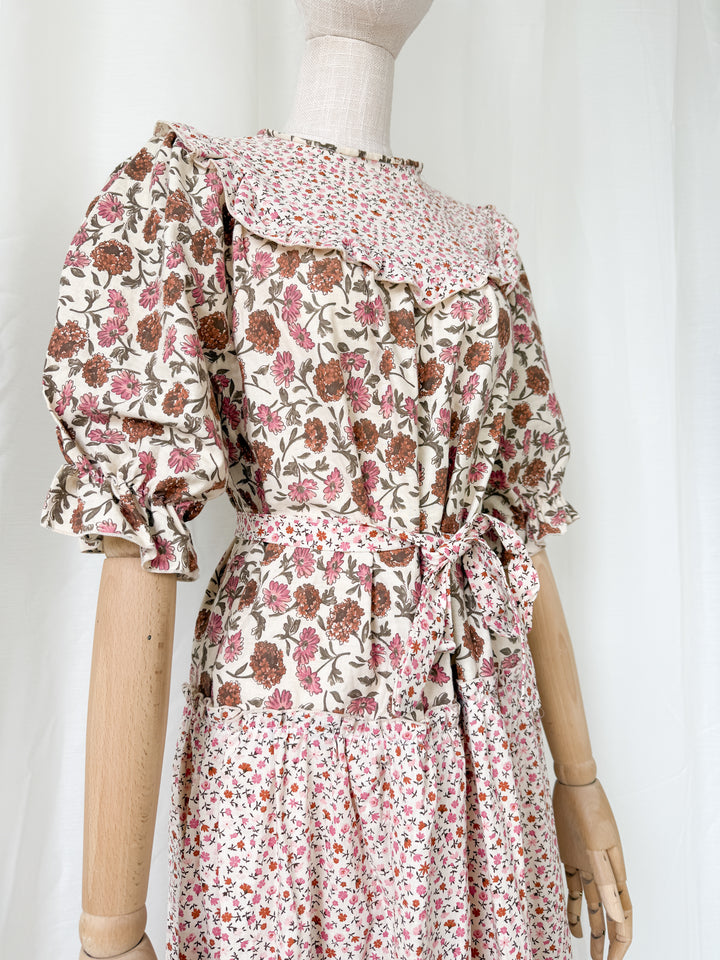 Gorgeous 1970s Floral Bohemian Cotton Midi Dress