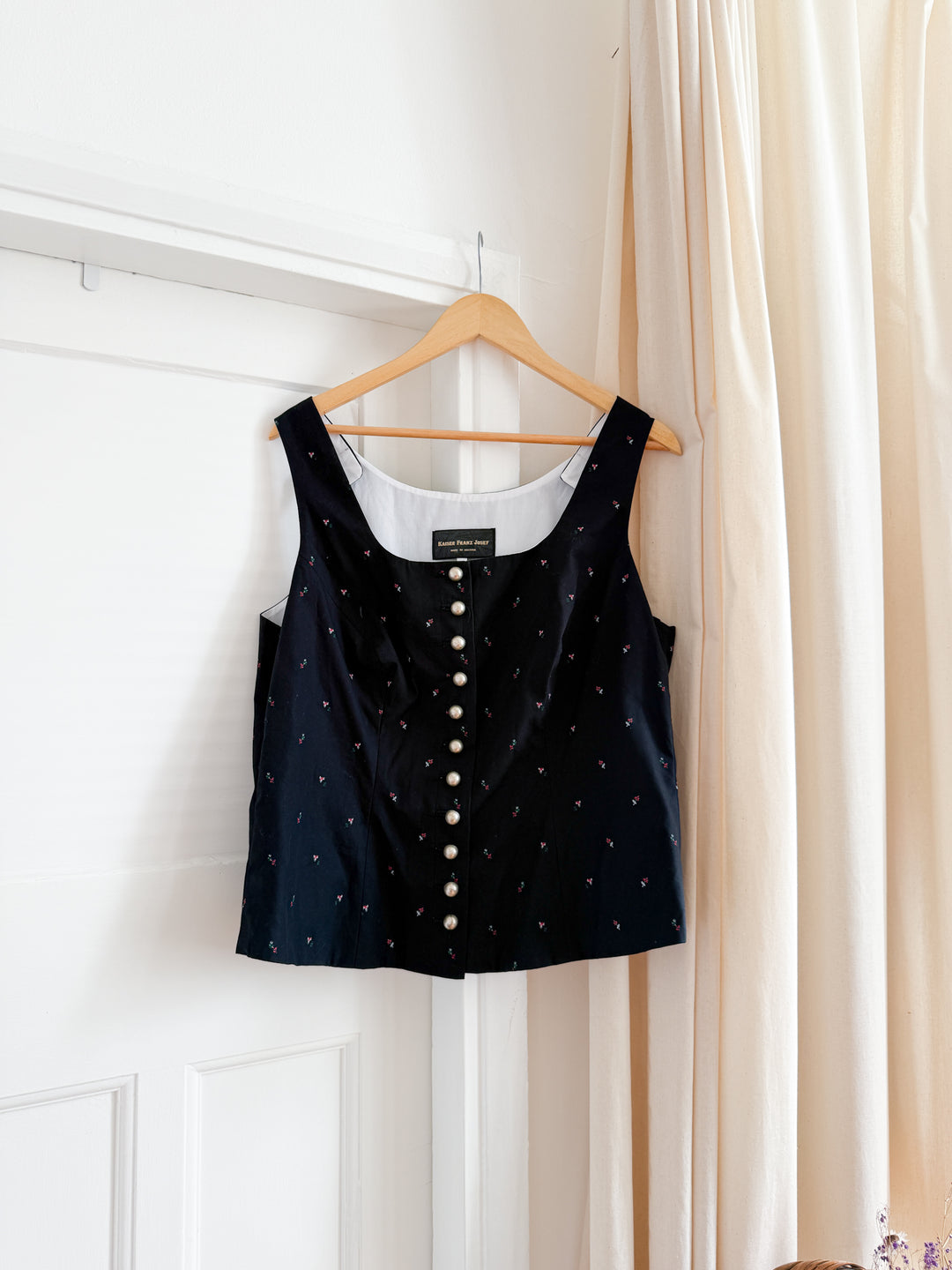 Beautiful Austrian Black Cotton Gothic Waistcoat Top