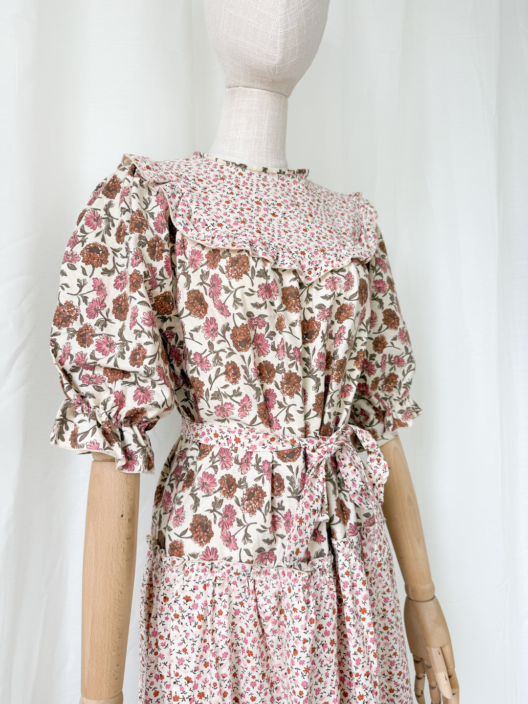 Gorgeous 1970s Floral Bohemian Cotton Midi Dress